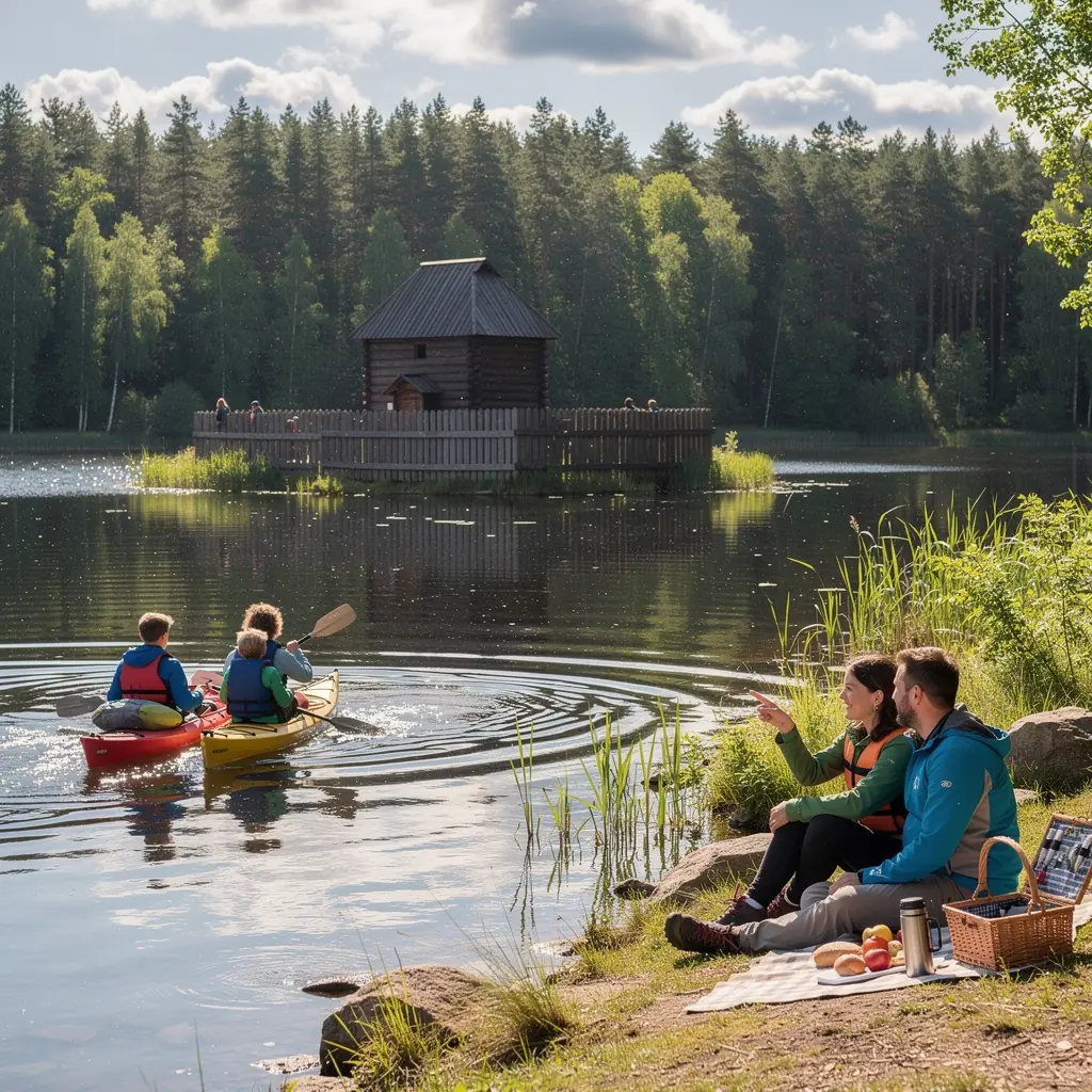 A picturesque landscape of Gauja National Park showcasing lush greenery and winding rivers.